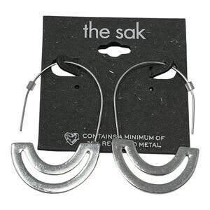 The Sak Silver-Tone Recycled Metal Drop Earrings | Modern Half-Moon Design | NWT